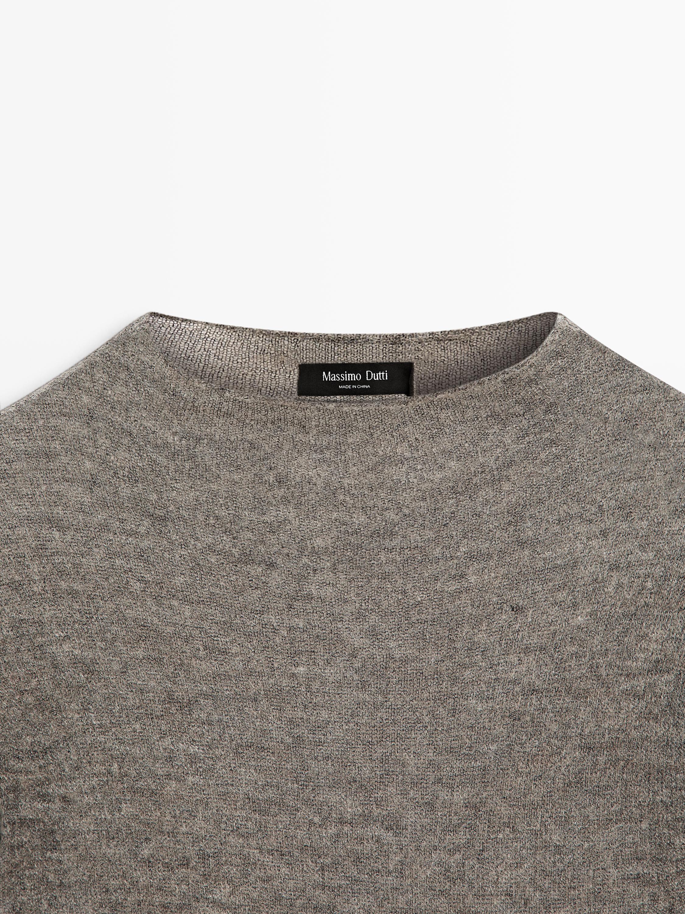 T-shirt en maille ajourée de laine mélangée